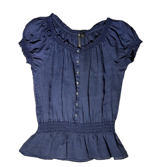 NINE WEST (EUC) 100% Linen Peplum Top Size Large - Picture 8 of 8